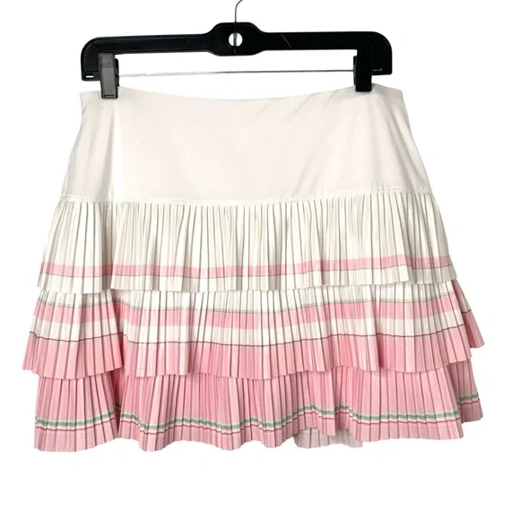 Lucky in Love Pink White Medium Pleated Tiered Skort Athletic Pickleball Tennis - Picture 1 of 6